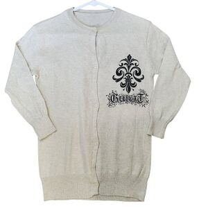 3/$18 POL Women's Beige Cardigan with Black Design NWOT Light Weight Small